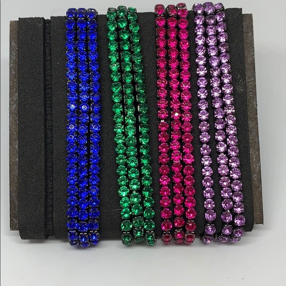 Colorful Rhinestone stretch bracelets set - Picture 3 of 3